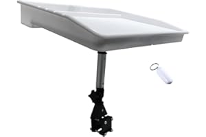 Pactrade Marine Bait Cutting Board for Boat - Fish Cleaning Filet Table with Compartments, Knife Slots, and Engraved Fish Scale (Adjustable Rail Mount with Angled Leg)