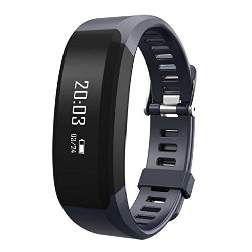 HuiHeng - Braccialetti fitness smart con cardiofrequenzimetro, per smartphone Android e iOS, Grey