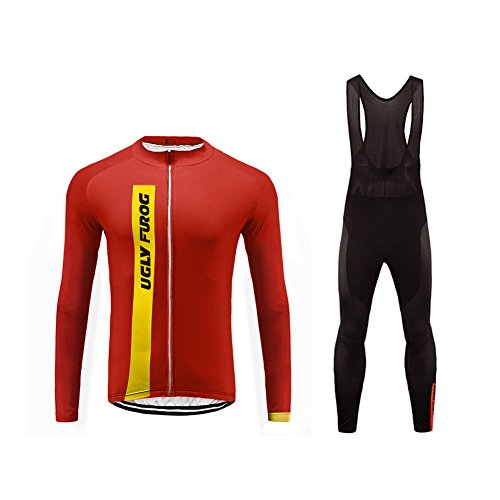 Uglyfrog Cycling Clothing Spring Autumn Men Sets Sportswear Road Bike MTB Outdoor Full Zip Long Sleeve Cycling Jersey + 3D Padded Pants Trousers CXMX06F