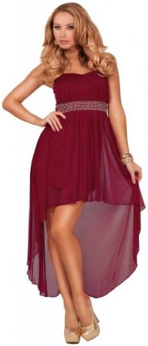 Dearta Women's A-Line Sweetheart Asymmetrical Cocktail Dress UK 22 Burgundy