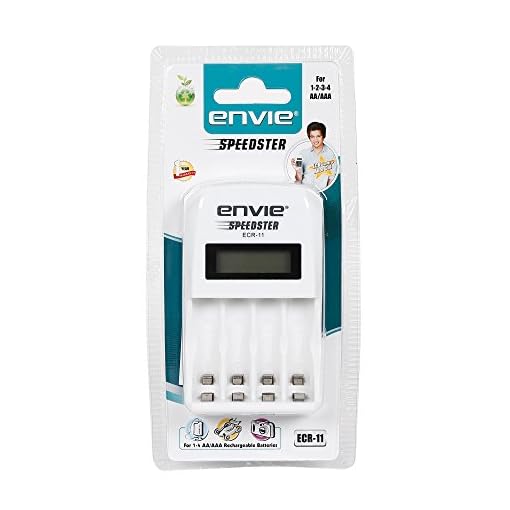 ENVIE® (ECR-011) Speedster Fast Charger for AA & AAA Rechargeable Batteries with LCD Display Indicator & Auto Cut Charging - Charges 4 Batteries at a Time