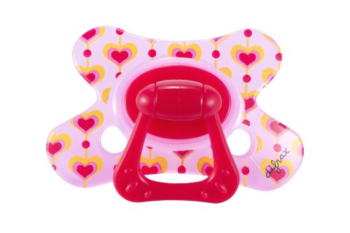 Difrax Dental Extra Strong Pacifier with Hearts (18 Plus Months, Pink)