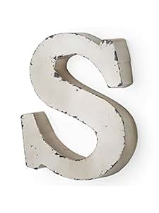 Montemaggi Antikes Elfenbein-farbigen Metall Buchstaben S 26 X 5 X 30