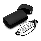 SODIAL(R) Portable 1 Pairs of Compact Folding Reading Glasses with Mini Flip Top Carrying Case for Fashion Men and Women Rotation Eyeglass +1.5 black