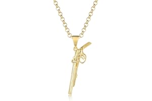 THE BLING KING Mens Gold Double Barrel Shotgun Pendant Luxury Finish and Detailing Gold Plated Double Barrel Shotgun Pendant Gold Double Barrel Shotgun Pendant (Pendant Length: 8 cm, Chain Length: 22 inches)