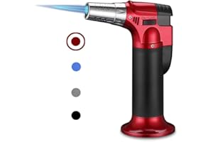Butane Torch, ibforcty Refillable Culinary Cooking Torch Kitchen Blow Torch Lighter with Safety Lock Adjustable and Lock Flame (Butane Gas not Included) (Red)
