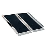 HOMCOM 2ft Aluminium Duo Wheelchair Ramp Pushchair Mobility Assistance Folding w/Carry Handle Locking Chain Portable 61L x 72W cm