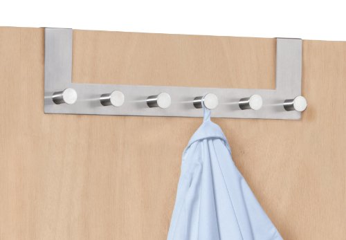 Wenko 4468060100 Türgarderobe Edelstahl Celano – 6 Haken, Edelstahl rostfrei, 39 x 11 x 5.5 cm, Matt - 3