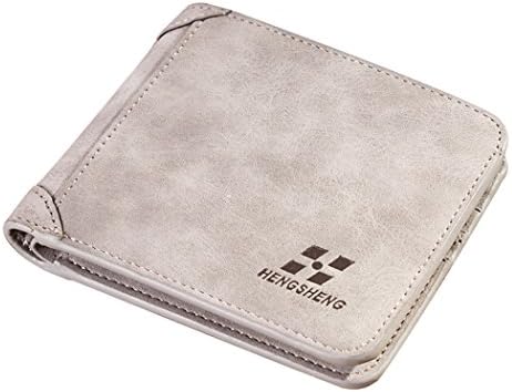 Aokbi Fashion Men's Retro Vingtage Style Short Trifold Wallets Purse Card Holder (Grey, Cross Section)