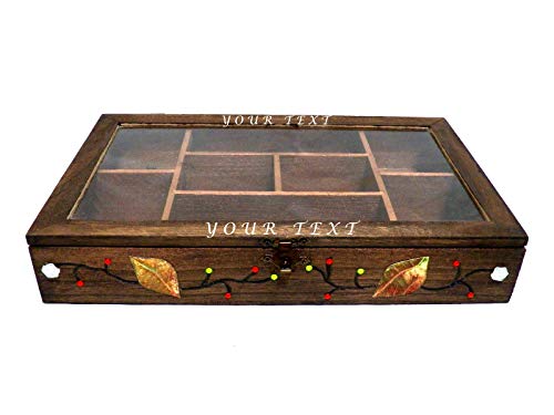 Caja de té para bolsitas, Nombre Caja de té grabada, Caja de té personalizada, Caja de té de madera, Caja de infusión