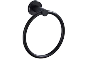 LUTAKU Edelstahl Handtuchring - Badetuchhalter Handtuchring 6,29 in/16 cm, Hängender Handtuchaufhänger Badaccessoires Moderner Hotel Quadratischer Stil Wandhalterung (Schwarz)