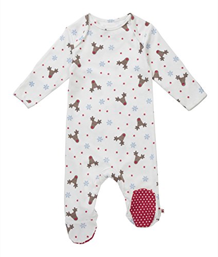 Piccalilly Organic Cotton Red Unisex Baby Christmas Rudolph Sleepsuit Newborn