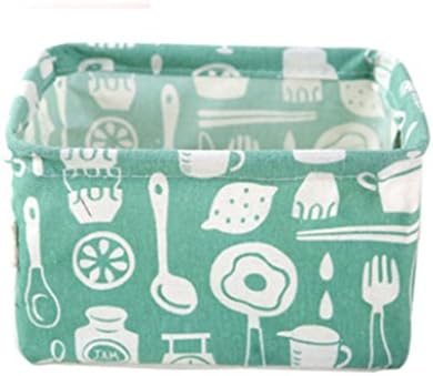 Fangou Storage Box Mini Linen Makeup Organizer Waterproof Bathroom Tool Folding Storage Of Children'S Toys Storage 20 * 16 * 13Cm Green Kitchenware Pattern