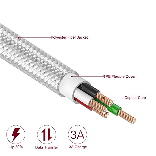 Mbuynow 3A C  ble Micro USB Magn  tique en Nylon Tress   C  ble Chargeur et Donn  es Synchronisation Magn  tique C  ble de charge Aimant   pour Android divers  Samsung Galaxy S4  S5  S6  S6 Edge  S7  Note  LG  HTC et Sony  etc - Argent