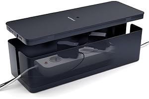 ACROPAQ Caja Cables - Organizador Cables, Ocultar fácilmente los Cables y enchufes, 32 x 13 x 13 cm, Impermeable, Antideslizante - Organizador Cables Caja, Caja esconder Cables - Negro/Mediana
