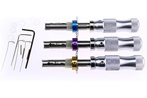 TPM Go 3 pièces Outils de crochetage de serrure tubulaire 7 broches avec une poignée, 7.0 mm, 7.5 mm, 7.8 mm