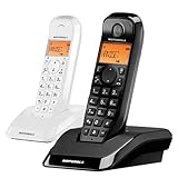 motorola duo Rápida instalación Motorola S1202 Duo - Teléfono fijo inalámbrico, color blanco y negro
