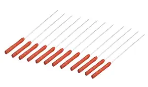 Pindia 12 Pc 30 cms Reusable Bbq Skewer Steel Needle With Wooden Handle Tandoori Grill