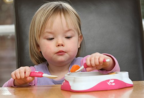 Baby & Kinder Besteckset, Mini Gabel und Löffel-Set, – Einzigartiges Trainingsbesteck. Löffel & Gabel im Smart-Design, das nachweislich beim Übergang vom Essen mit Händen zur Nutzung von Besteck hilft. „me-feed-me“ Baby Besteck von Salmon Luke - 9