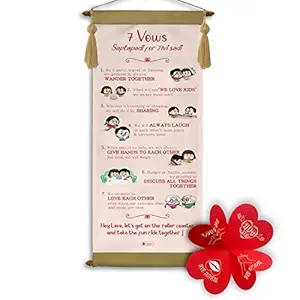 Indigifts Valentine Lock the Love Quotes Printed 7 Vows of Love Scroll 10 x 24