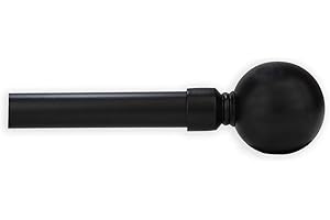 Acomoda Textil - Barra de Cortina Extensible, Barra Universal Decorativa de Metal, Remate Bola. (70x120, Negro)