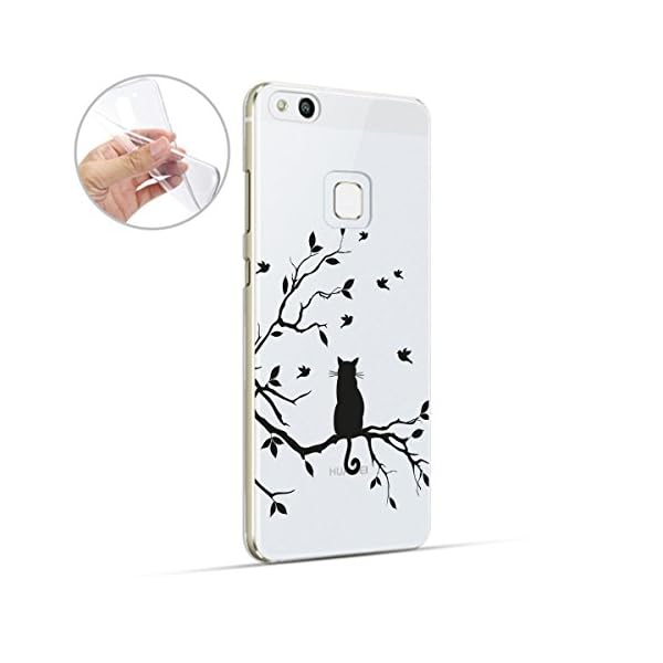Finoo | Huawei P10 Lite Weiche Flexible Silikon-Handy-Hülle | Transparente TPU Cover Schale mit Motiv | Tasche Case Etui mit Ultra Slim Rundum-Schutz | Katze auf AST – Bild 3