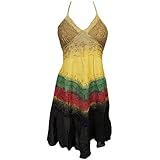 Mogul Interior Sundress Lace Work Embroidered Halter Neck Boho Beach Summer Dresses