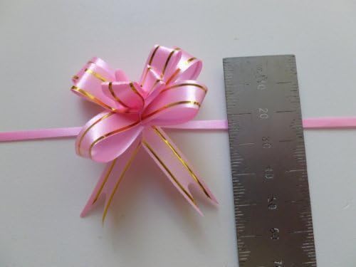 10 x Pack of Baby Pink &amp; Gold Gift Pull Bows. Floristry, Craft, Hampers