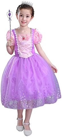 Flower Girls Dress Children Tulle Chiffon Pageant Birthday Christmas Halloween Party Princess Kids Christening Crown Wand . A . 120Cm