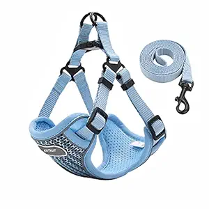 KUTKUT Adjustable & Reflective Strips , Safe Breathable Pet Vest Harness with Leash for Walking, Soft & Easy Control for Puppy (Size: XL, Adjustable Chest: 48-54cm, Pet Weight: 7.5-10Kg)?