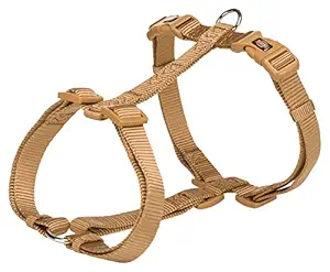 Trixie: - Premium Dog H-Harness | Made of Durable Nylon, Lightweight & Adjustable Straps | Two Snap Buckles on The Belly Strap to Easily Slip Around The Body ? (42?60 cm/15 mm, S?M), Caramel
