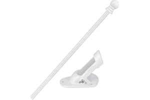 JETEC 4 Feet Flag Pole Kit with Bracket Outdoor Wall Mount Stainless Steel Flagpole with Rotating Rings for American Flag Wall Mounted (White)