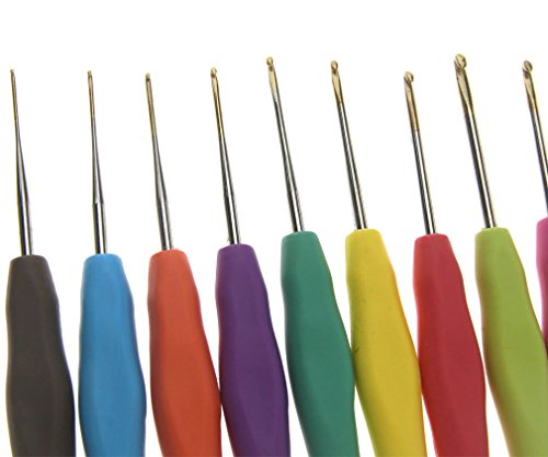 9 Farben Häkelnadel Aluminium bunt Stärke Alu Stricknadel Häkeln Set 0.5mm-2.5mm - 2