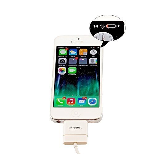 Original iProtect® Premium 30-polig auf 8 Pin iPhone Adapter Dockingstation für das Apple iPhone 5 5s 5c, iPhone 6 – Alter Apple Anschluss zu neuem Anschluss – in weiß - 2