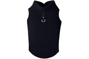 Gooby Gilet en polaire pour chien, noir, taille S, veste chaude en polaire avec anneau en O et laisse – Manteau d'hiver pour petit chien, vêtement pour temps froid pour chiens de petite taille, garçon