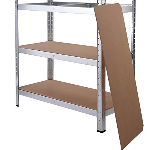 Steckregal Lagerregal Schwerlastregal Werkstattregal Metallregal Kellerregal Regal verzinkt Wandregal Garderobe bis 750kg 5 Böden - 5