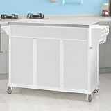 SoBuy® FKW33-W Neu Luxus-Küchenwagen mit Edelstahlplatte, Küchenschrank, Kücheninsel,Servierwagen, Rollwagen, mit Ablage für Mülleimer, Abfalleimer - 8