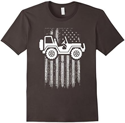 Men's Four By Four Off Road Life With Distressed USA Flag T-shirt Small Asphalt