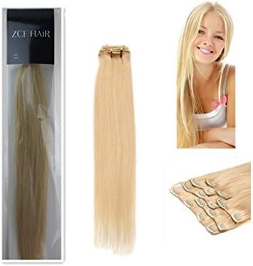 Charming 15'' 18'' 20'' 22'' 100% Real Human Hair 7Pcs Clip In Human Hair Extensions Straight Hair 24 Colors Beauty Design Salon (20inch 70g, 613 light blonde)