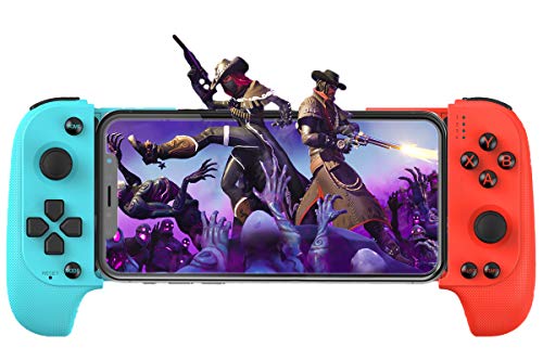 Preisvergleich Produktbild Megadream Mobile Gamepad, Kabellos Key Mapping Gaming Controller Joystick kompatibel mit PUBG Fornite Shooting Racing Fighting Sport Game, für Android iOS - Direkte Abspielen (Blau + Rot)