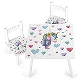 Leomark Table Et 2 Chaises Enfant Motif La Licorne  Enfant Chambre Enfant Meuble Enfant Mobilier Chaise d'Enfant Baby Table Pour Enfants Petit Bureau
