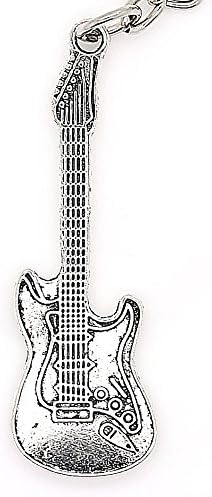 Silver Keyring With 50mm Strat Style Electric Guitar