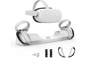 M AMVR AMVR Station de Charge pour Quest 2, Support d’Affichage de Casque et Station de Montage de contrôleur, avec Sangle de Poignet Sport réglable, avec 2 Batteries Rechargeables