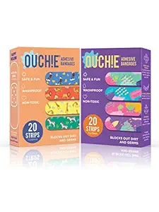 Aya Papaya Ouchie Non-Toxic Printed Bandages Double Combo Set (40 Pack) - Orange & Purple