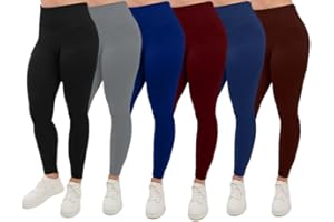 Love My Fashions® Women's 6 Pack Super Soft High Waisted Elasticated Tummy Control Winter Warm Thick Fleece Lined Seamless Full-Length Leggings for Workout & Running