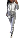 DoubleYI Damen Jogginganzug Langarm Anzug Pullover Sportanzug Trainingsanzug Sweatshirt Anzug mit Hose 2pcs - 3