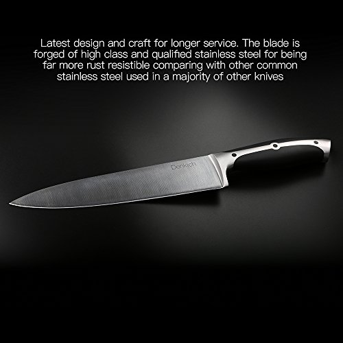 Denkich Kochmesser, 34cm Küchenmesser mit Griff aus Edelstahl,schwarz - 4