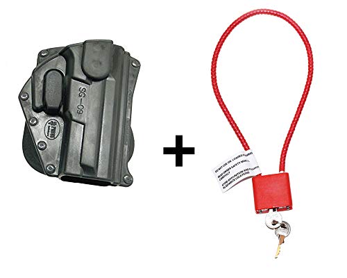 Fobus Sig Pro Holster & Cable Gun Lock, Tactical Retention Paddle Holster w Trigger Guard Lock for Sig Sauer SP 2009/2022 (Without Rails) / CZ 99 Zastava Pistol