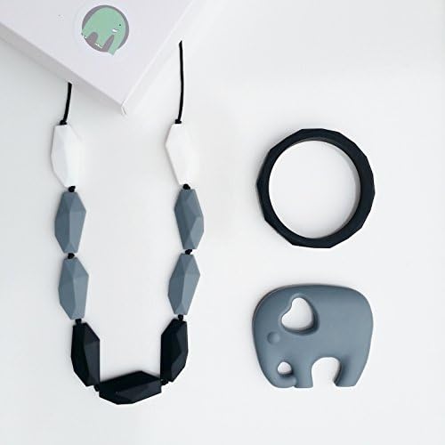 Mama Knows Silicone Teething Necklace Gift Set - Emma monochrome