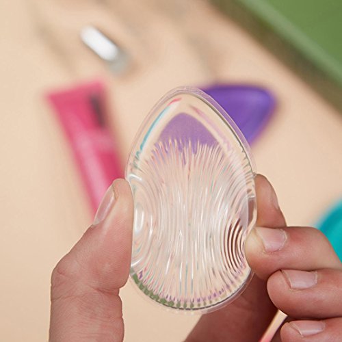 Ularma Transparente Herzform Silikon Make-up Puderquaste Gesicht Wasch Schwamm - 3